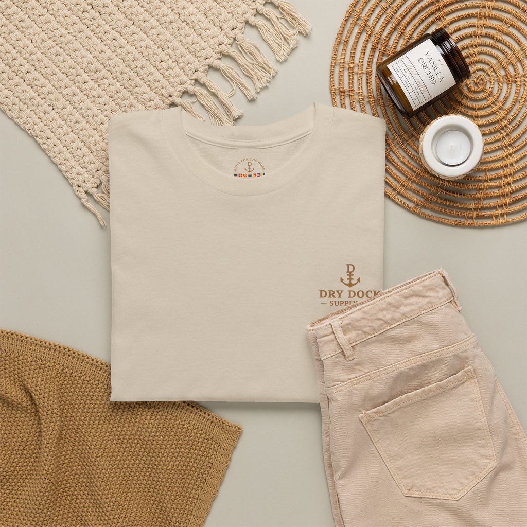 Minimalist Beach Tee — 'Drift Dock' Small Chest Logo Cotton T-Shirt