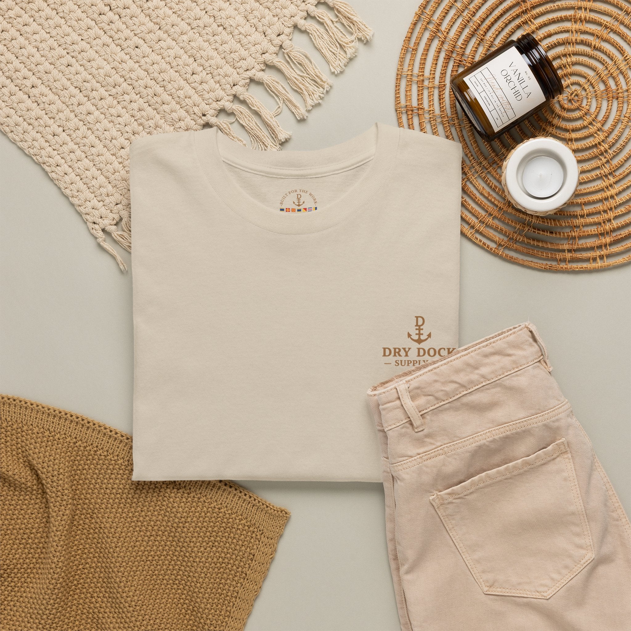 Minimalist Beach Tee — 'Drift Dock' Small Chest Logo Cotton T-Shirt