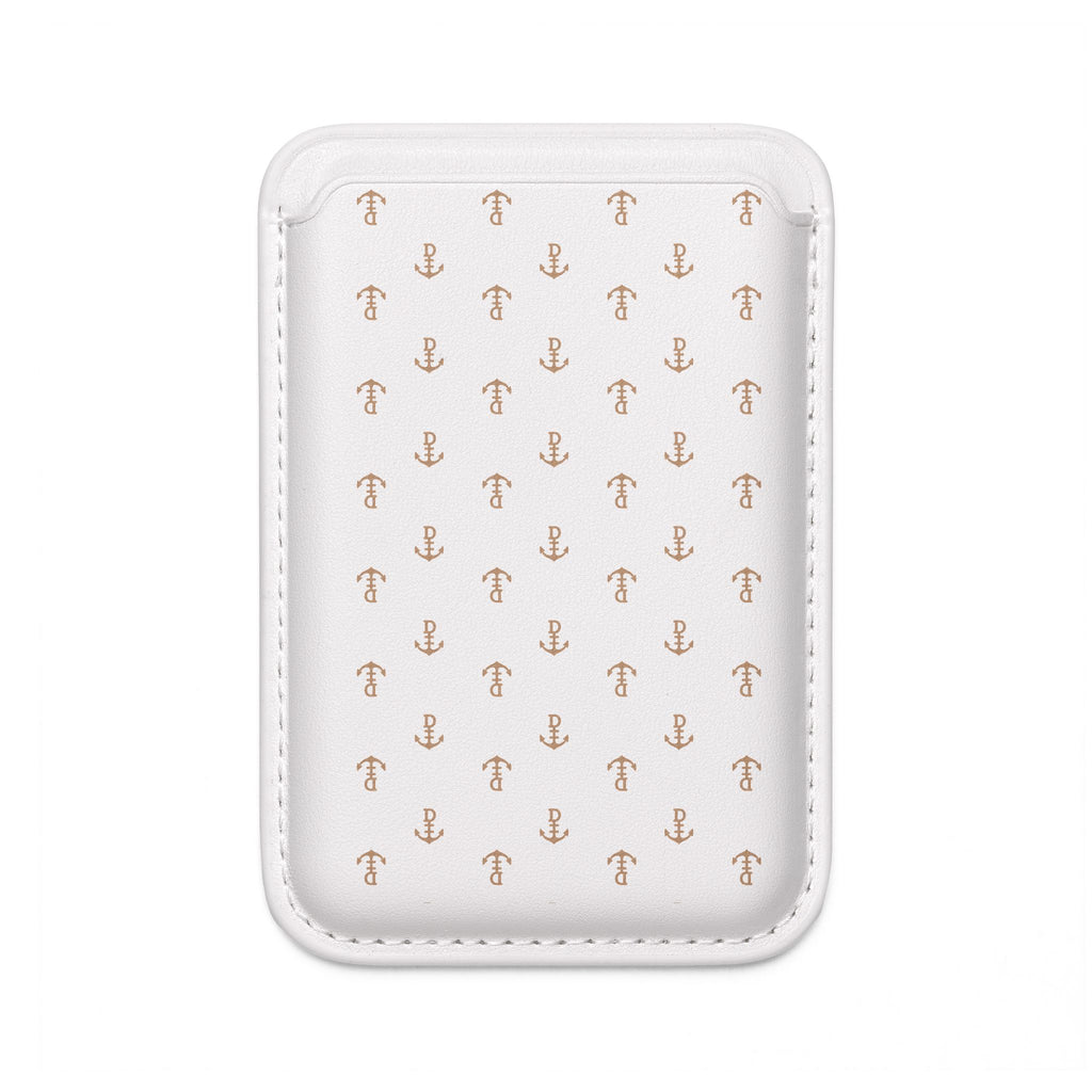 MagSafe Vegan Card Wallet — Gold Anchor Pattern