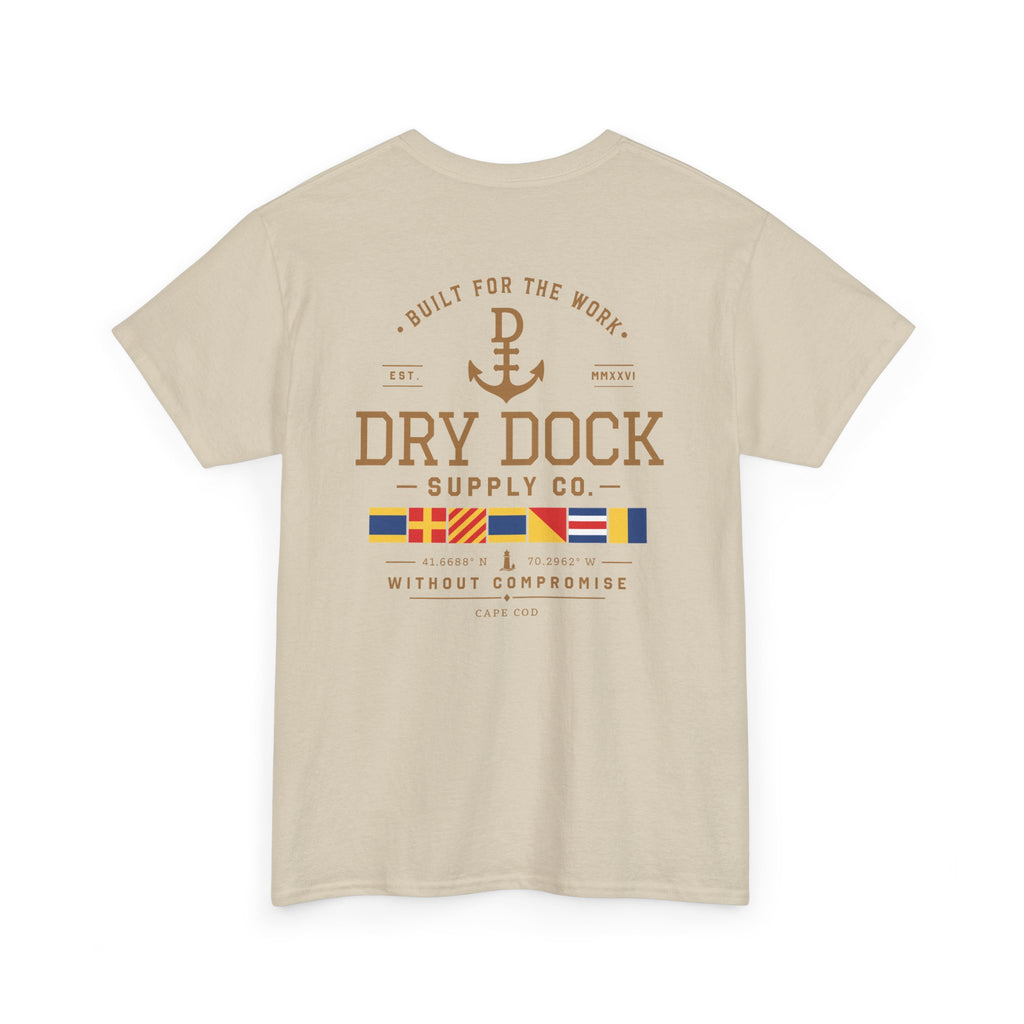 Minimalist Beach Tee — 'Drift Dock' Small Chest Logo Cotton T-Shirt