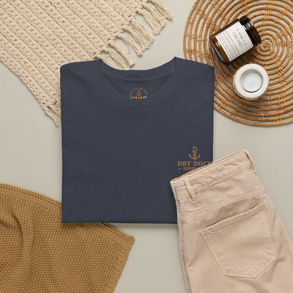 Minimalist Beach Tee — 'Drift Dock' Small Chest Logo Cotton T-Shirt
