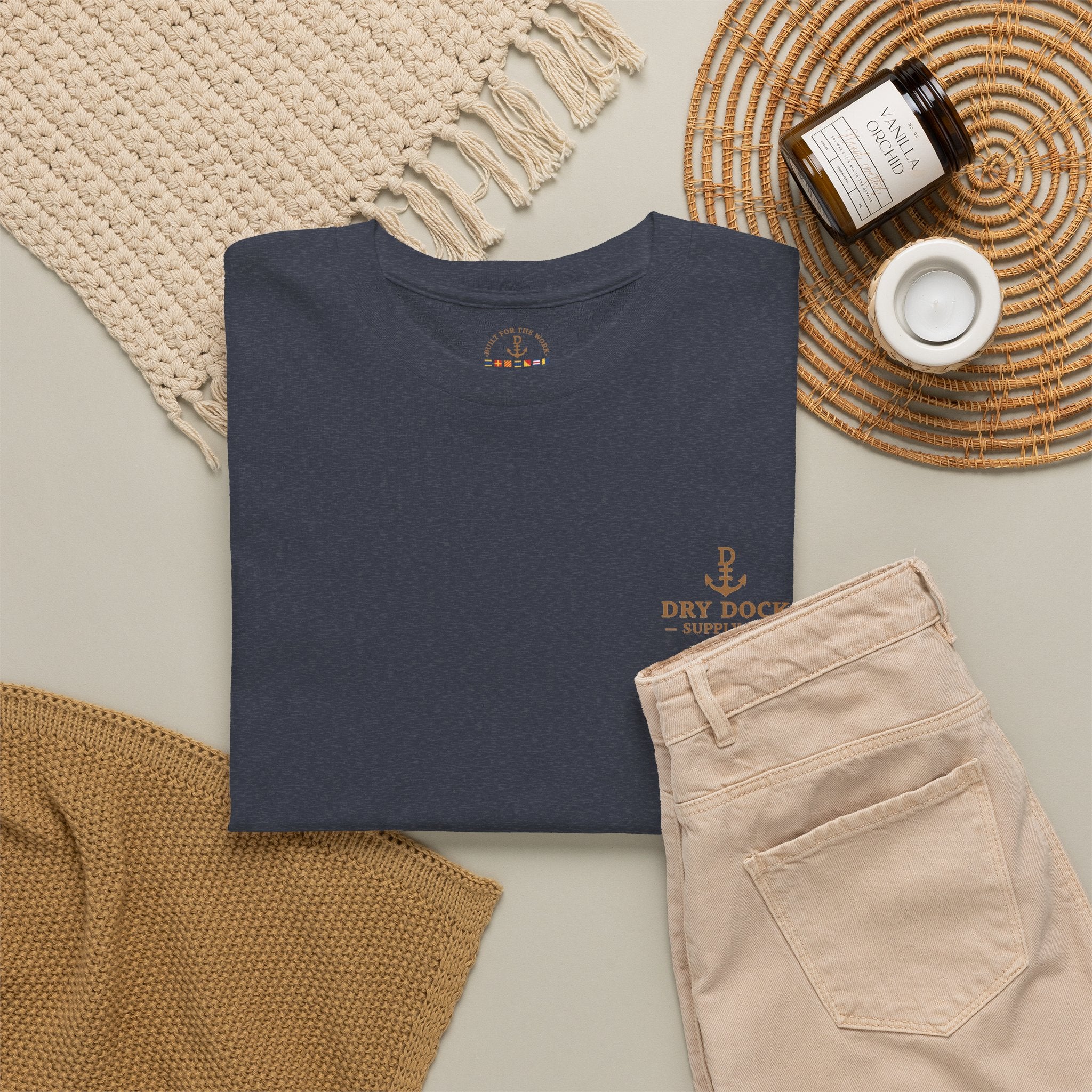 Minimalist Beach Tee — 'Drift Dock' Small Chest Logo Cotton T-Shirt