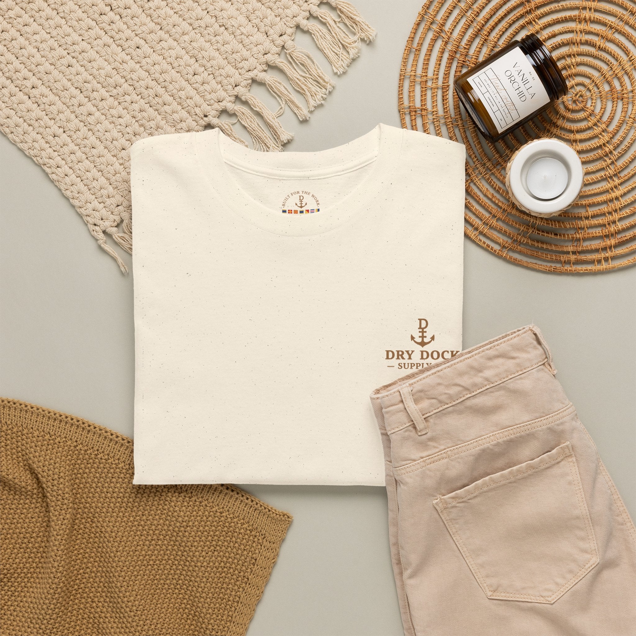 Minimalist Beach Tee — 'Drift Dock' Small Chest Logo Cotton T-Shirt