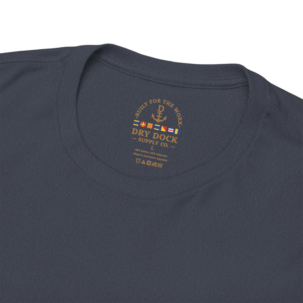 Minimalist Beach Tee — 'Drift Dock' Small Chest Logo Cotton T-Shirt