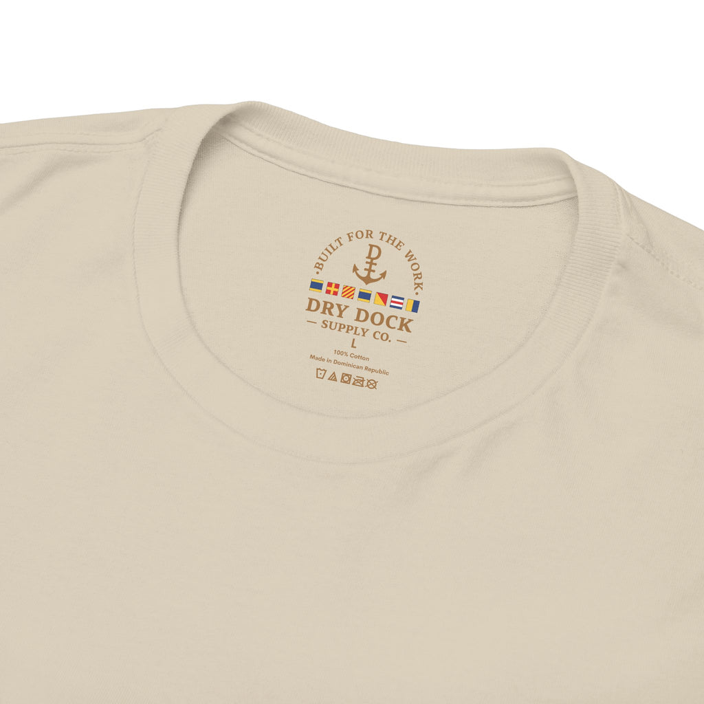 Minimalist Beach Tee — 'Drift Dock' Small Chest Logo Cotton T-Shirt