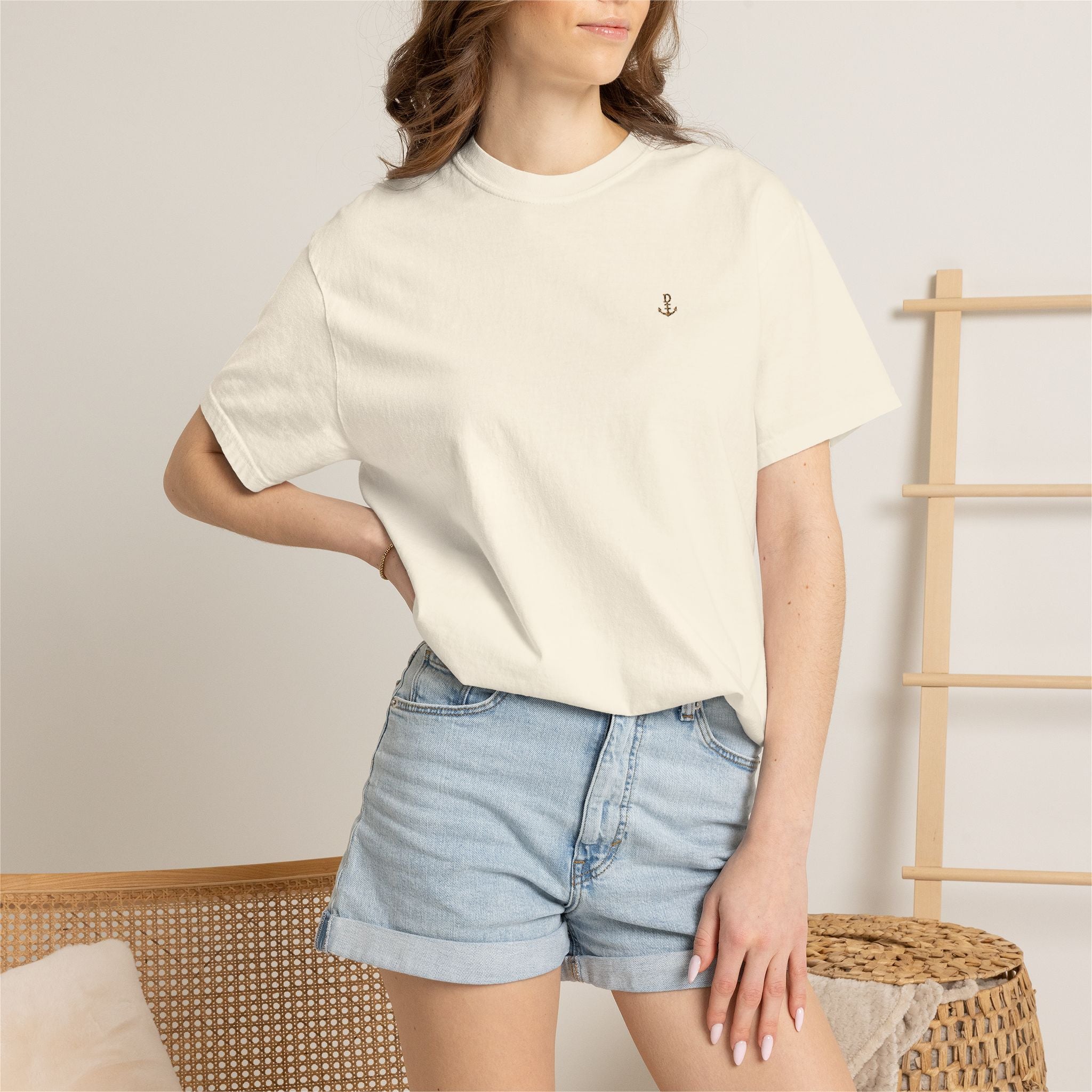 Dry Dock Supply Anchor  - Minimal Nautical Embroidered T-Shirt