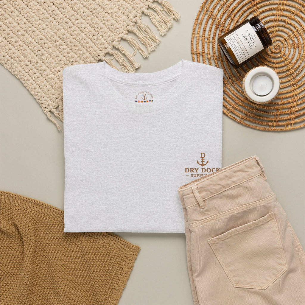 Minimalist Beach Tee — 'Drift Dock' Small Chest Logo Cotton T-Shirt