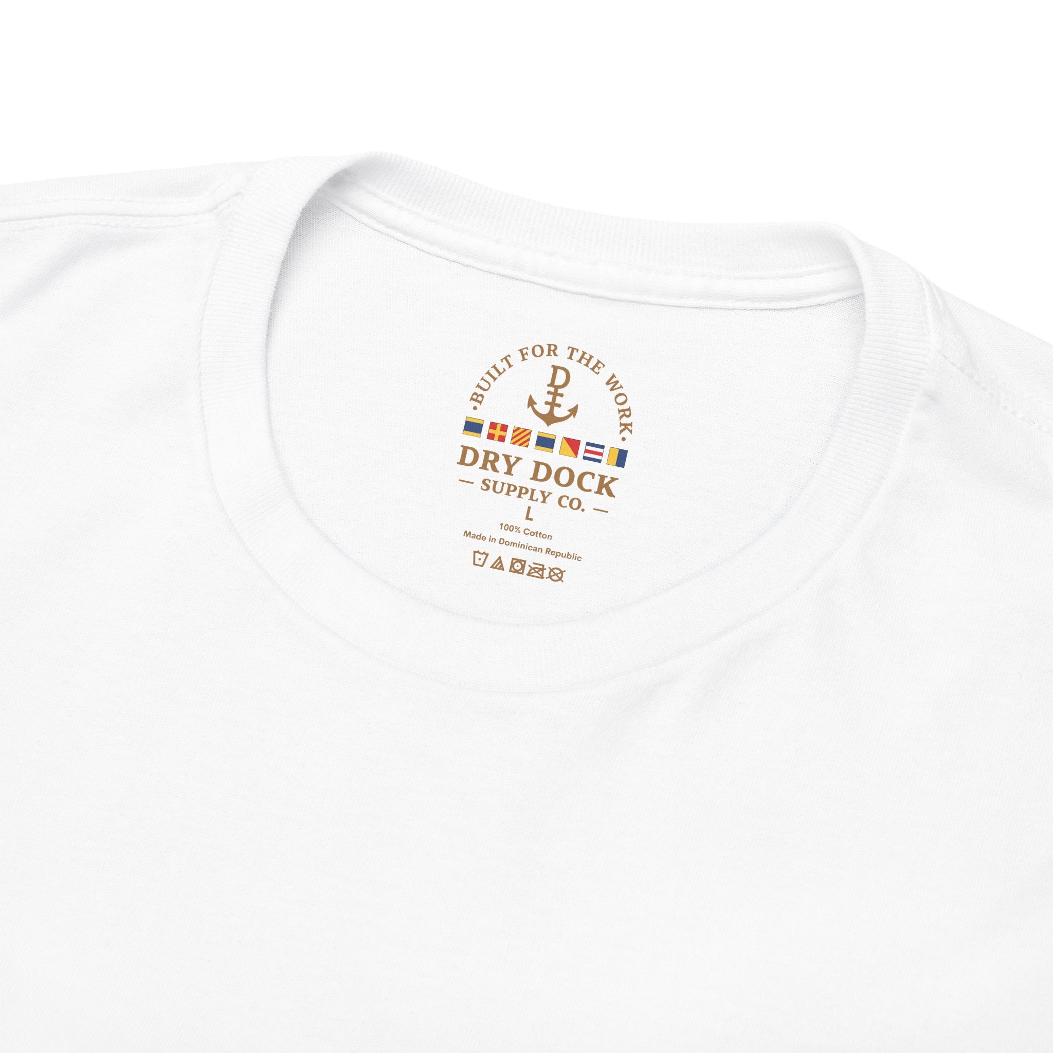 Minimalist Beach Tee — 'Drift Dock' Small Chest Logo Cotton T-Shirt