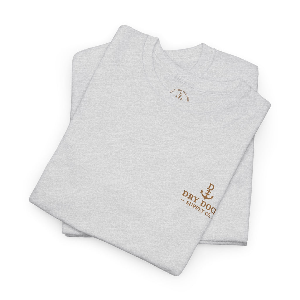 Minimalist Beach Tee — 'Drift Dock' Small Chest Logo Cotton T-Shirt