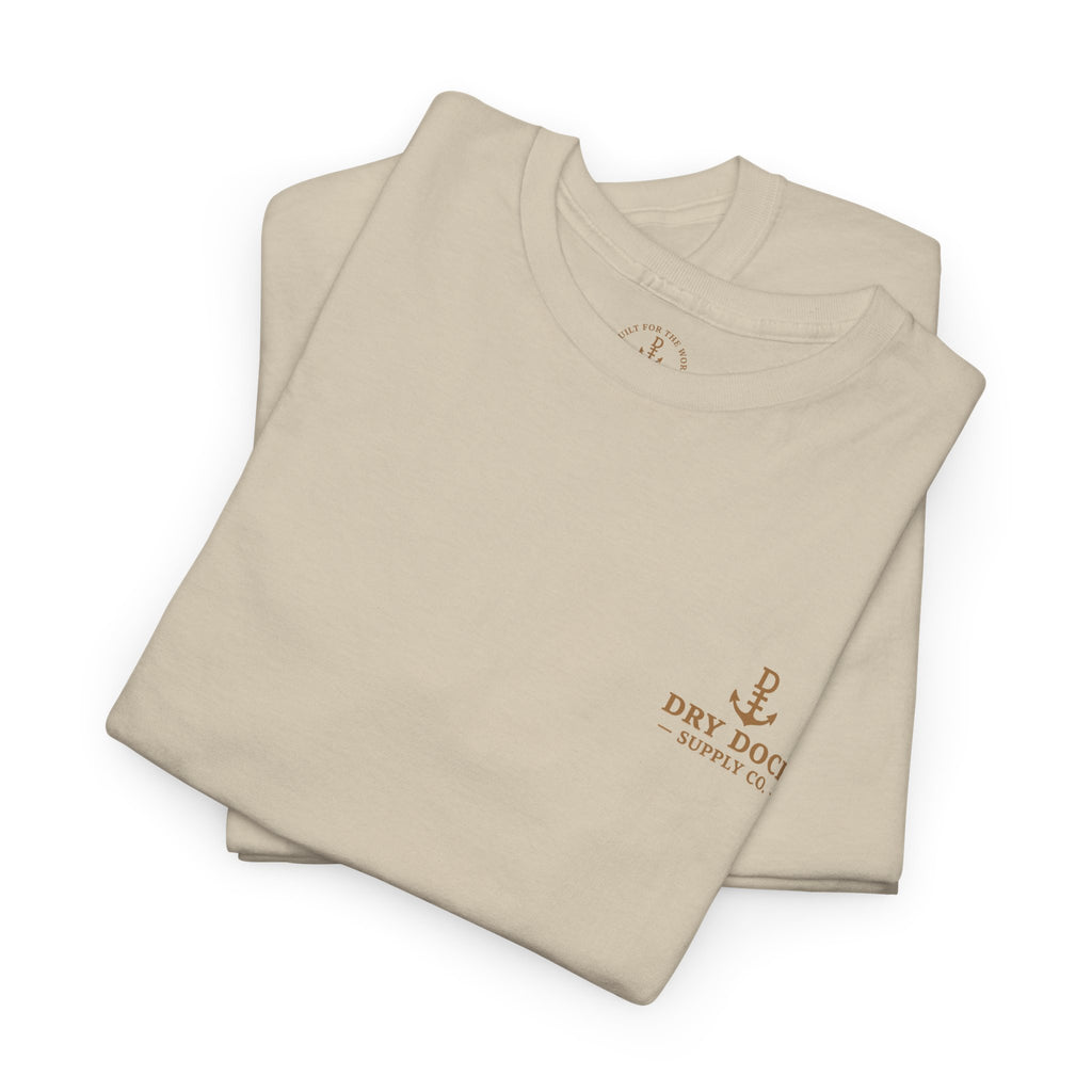 Minimalist Beach Tee — 'Drift Dock' Small Chest Logo Cotton T-Shirt
