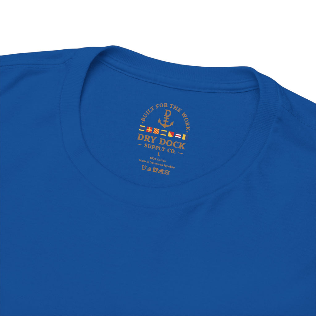 Minimalist Beach Tee — 'Drift Dock' Small Chest Logo Cotton T-Shirt