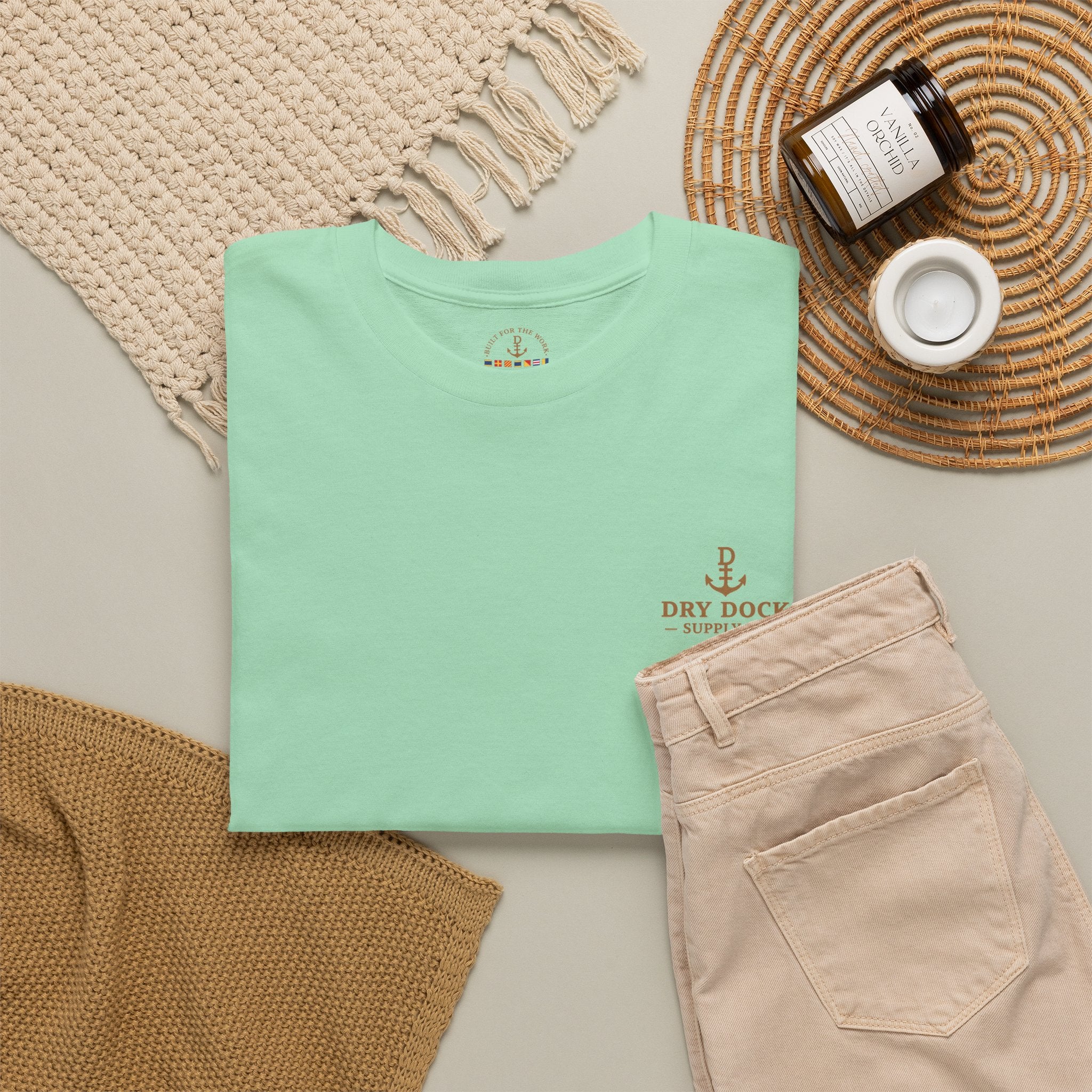 Minimalist Beach Tee — 'Drift Dock' Small Chest Logo Cotton T-Shirt