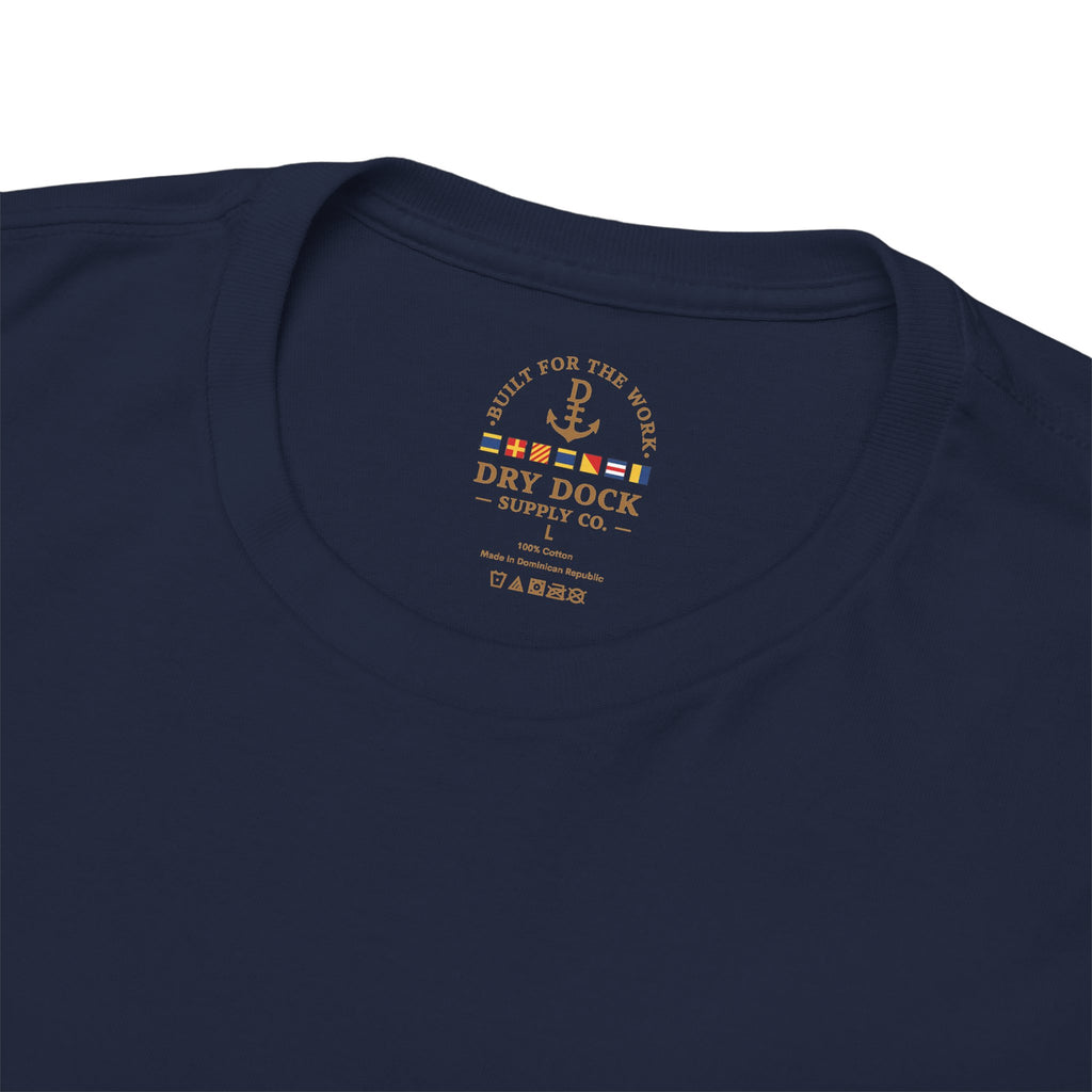 Minimalist Beach Tee — 'Drift Dock' Small Chest Logo Cotton T-Shirt
