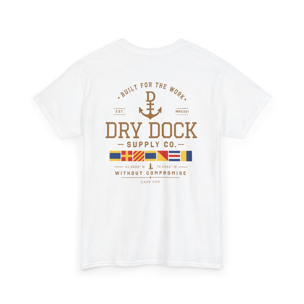Minimalist Beach Tee — 'Drift Dock' Small Chest Logo Cotton T-Shirt
