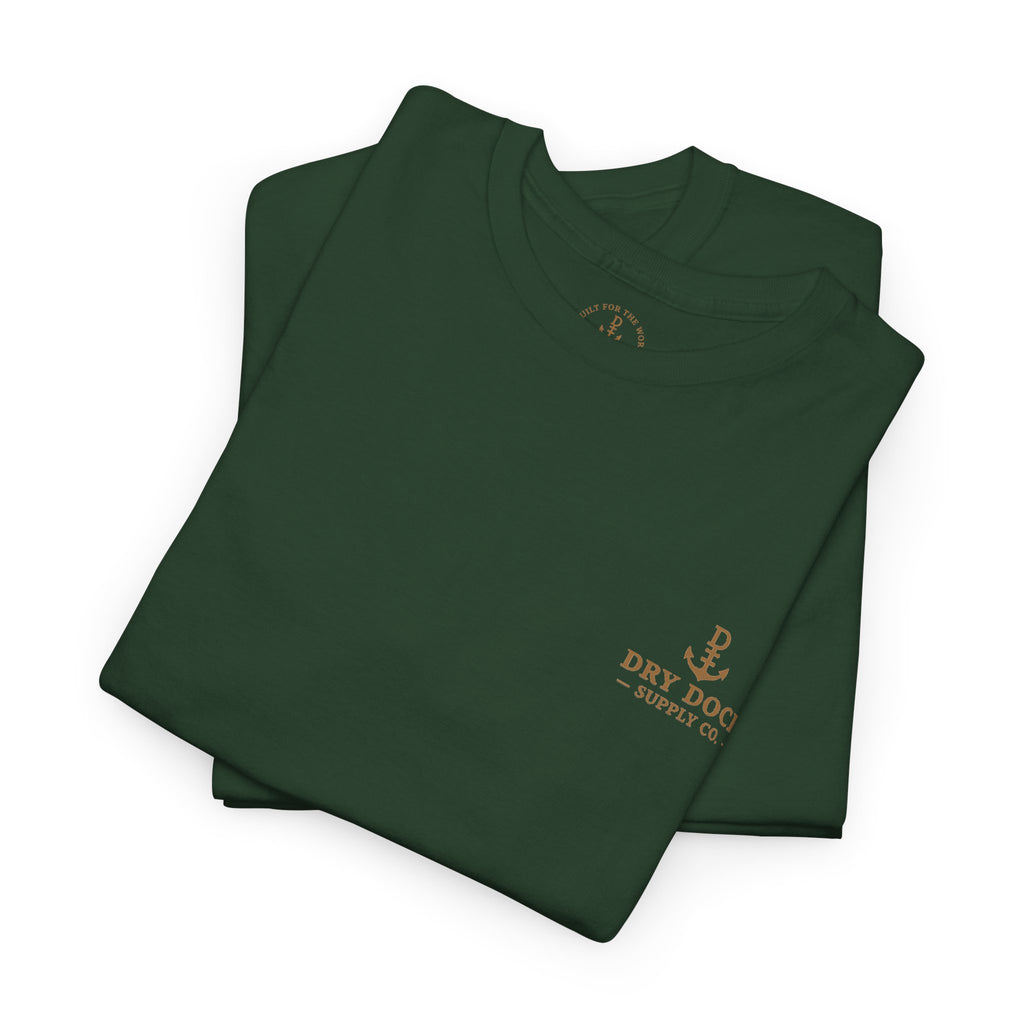 Minimalist Beach Tee — 'Drift Dock' Small Chest Logo Cotton T-Shirt