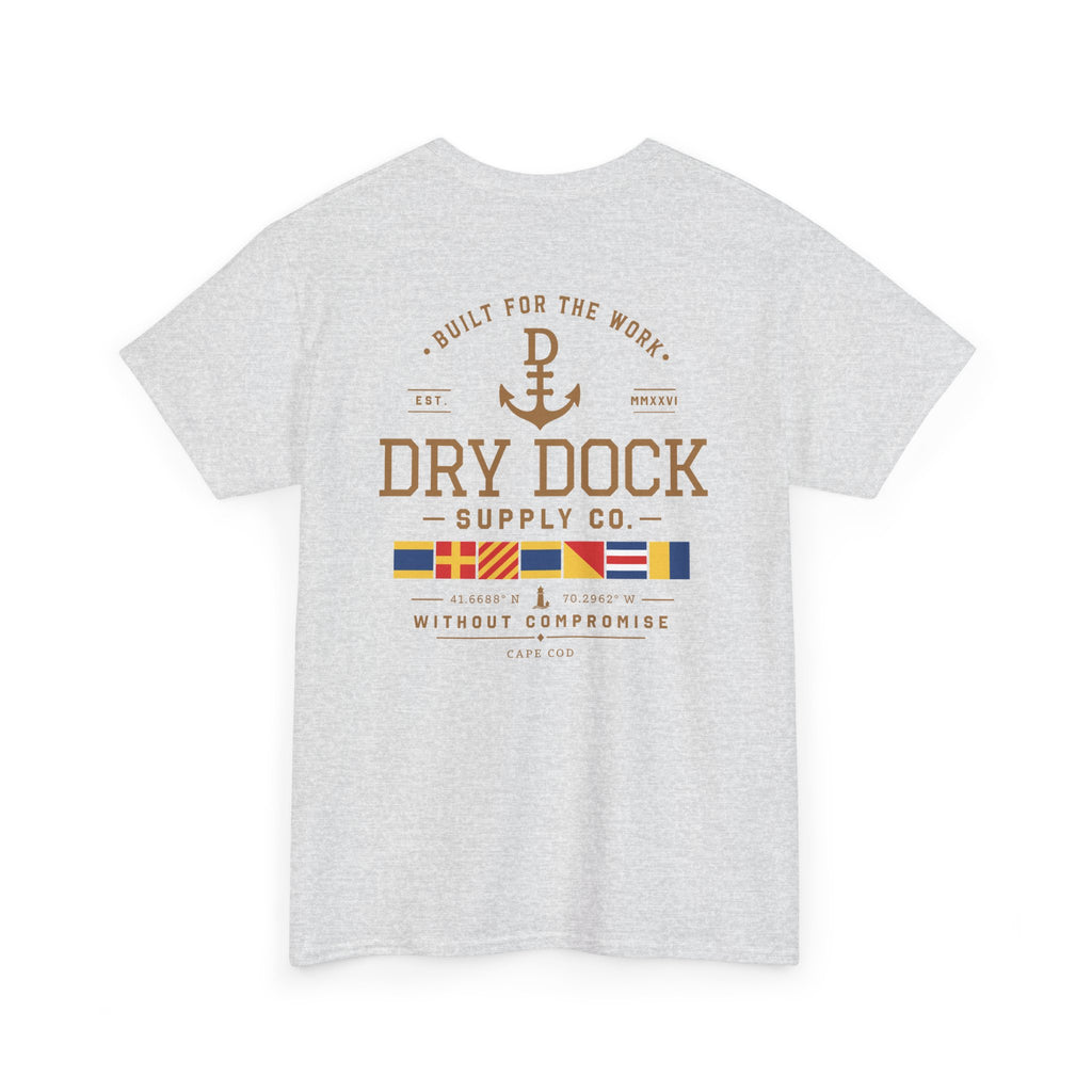 Minimalist Beach Tee — 'Drift Dock' Small Chest Logo Cotton T-Shirt