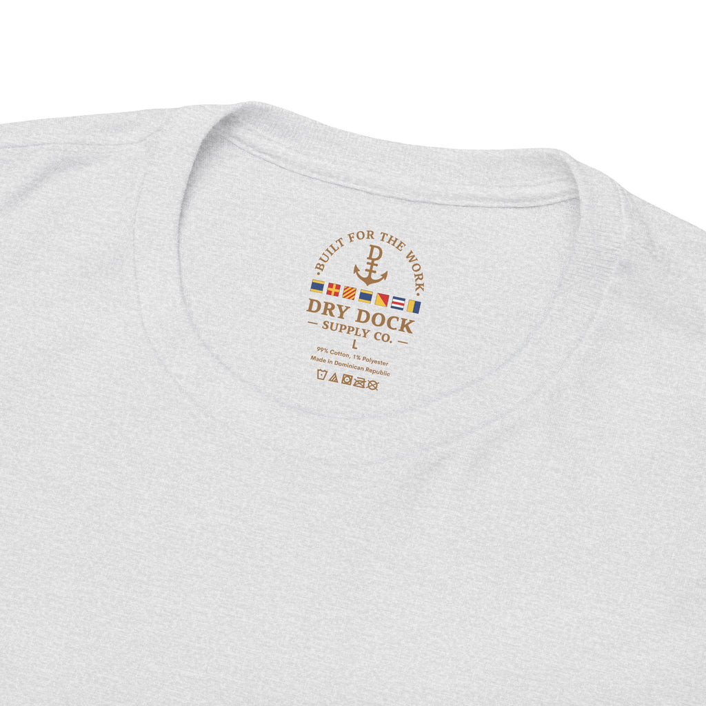 Minimalist Beach Tee — 'Drift Dock' Small Chest Logo Cotton T-Shirt