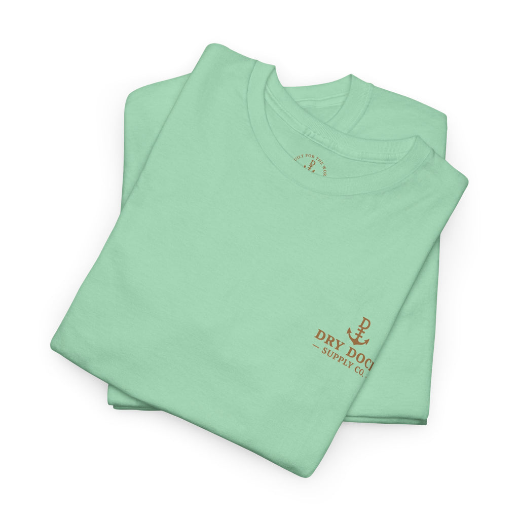 Minimalist Beach Tee — 'Drift Dock' Small Chest Logo Cotton T-Shirt