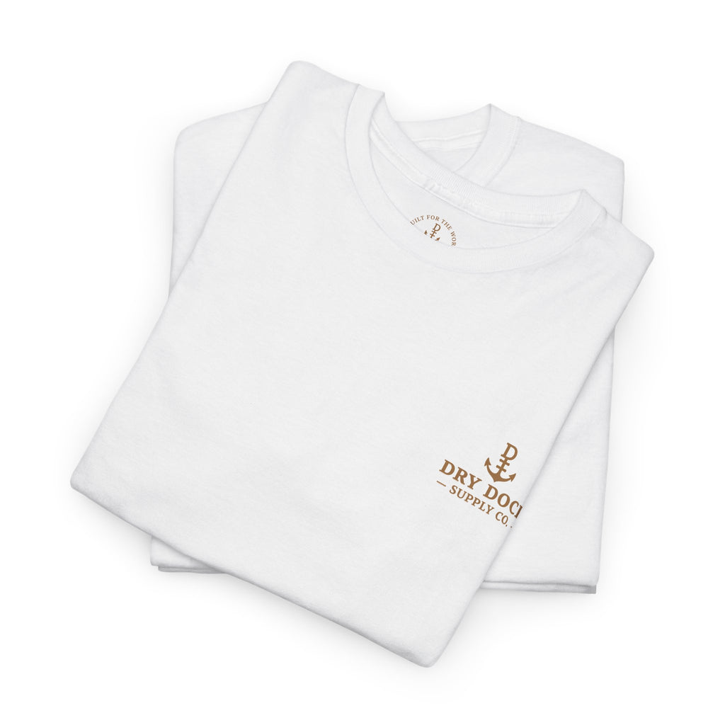 Minimalist Beach Tee — 'Drift Dock' Small Chest Logo Cotton T-Shirt