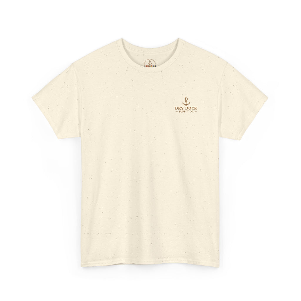 Minimalist Beach Tee — 'Drift Dock' Small Chest Logo Cotton T-Shirt