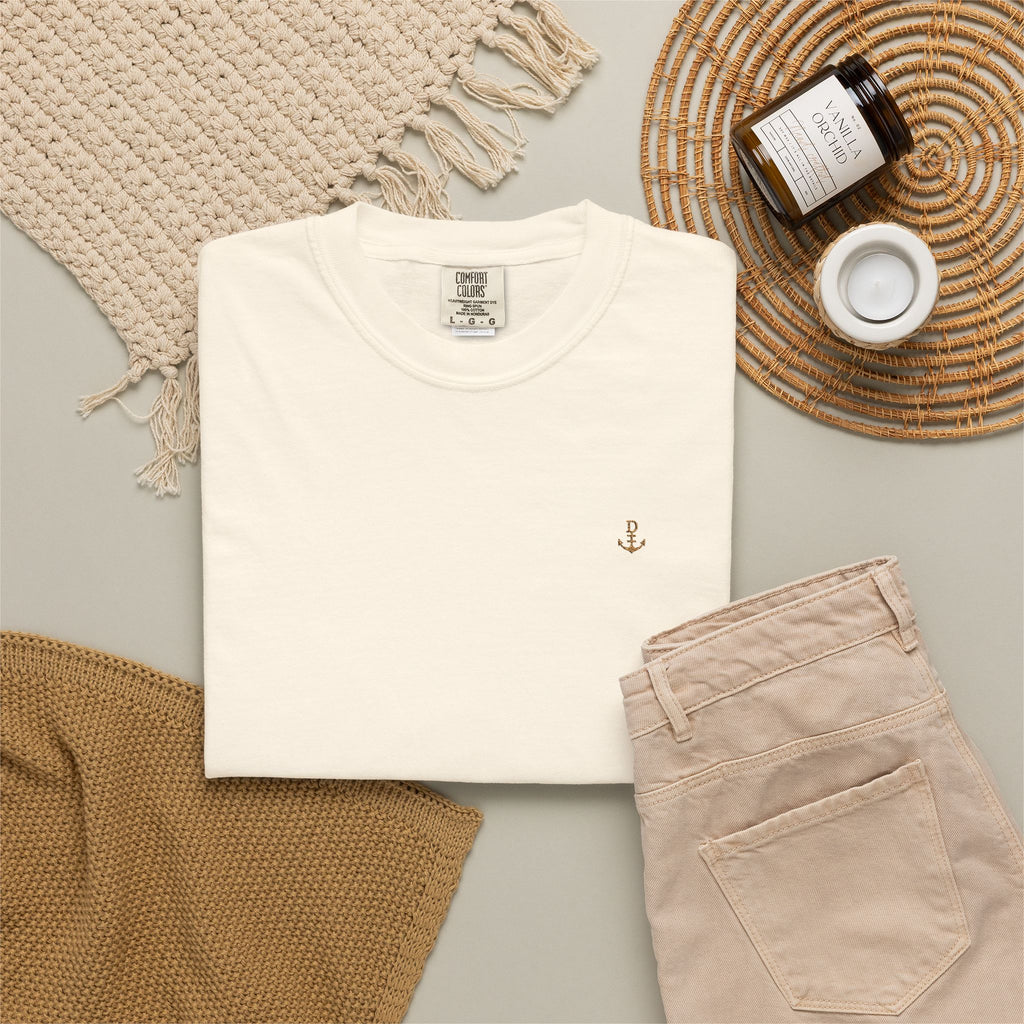 Dry Dock Supply Anchor  - Minimal Nautical Embroidered T-Shirt