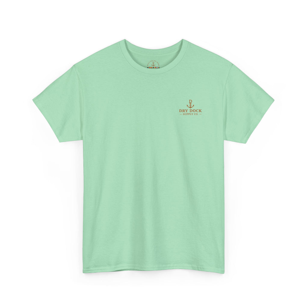Minimalist Beach Tee — 'Drift Dock' Small Chest Logo Cotton T-Shirt